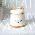 Forniture per animali domestici Contenitore a forma di gatto in ceramica bianca